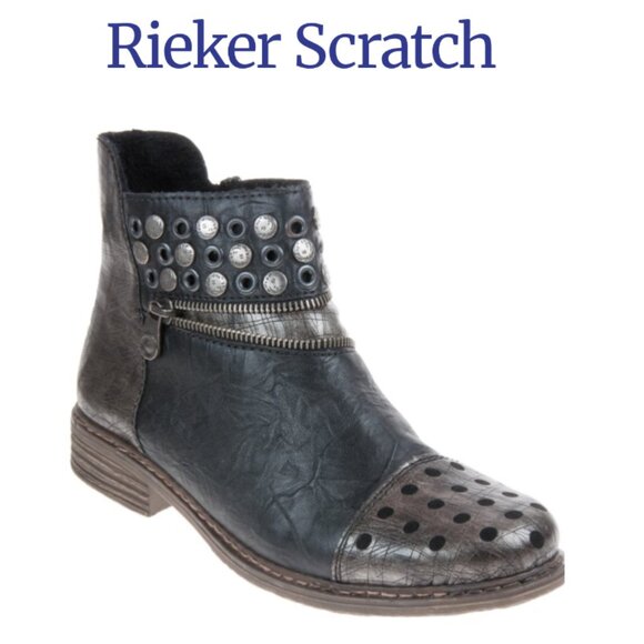 Rieker Scratch Studded Warm Lined Ankle Boots 9.5/10 - Picture 1 of 12